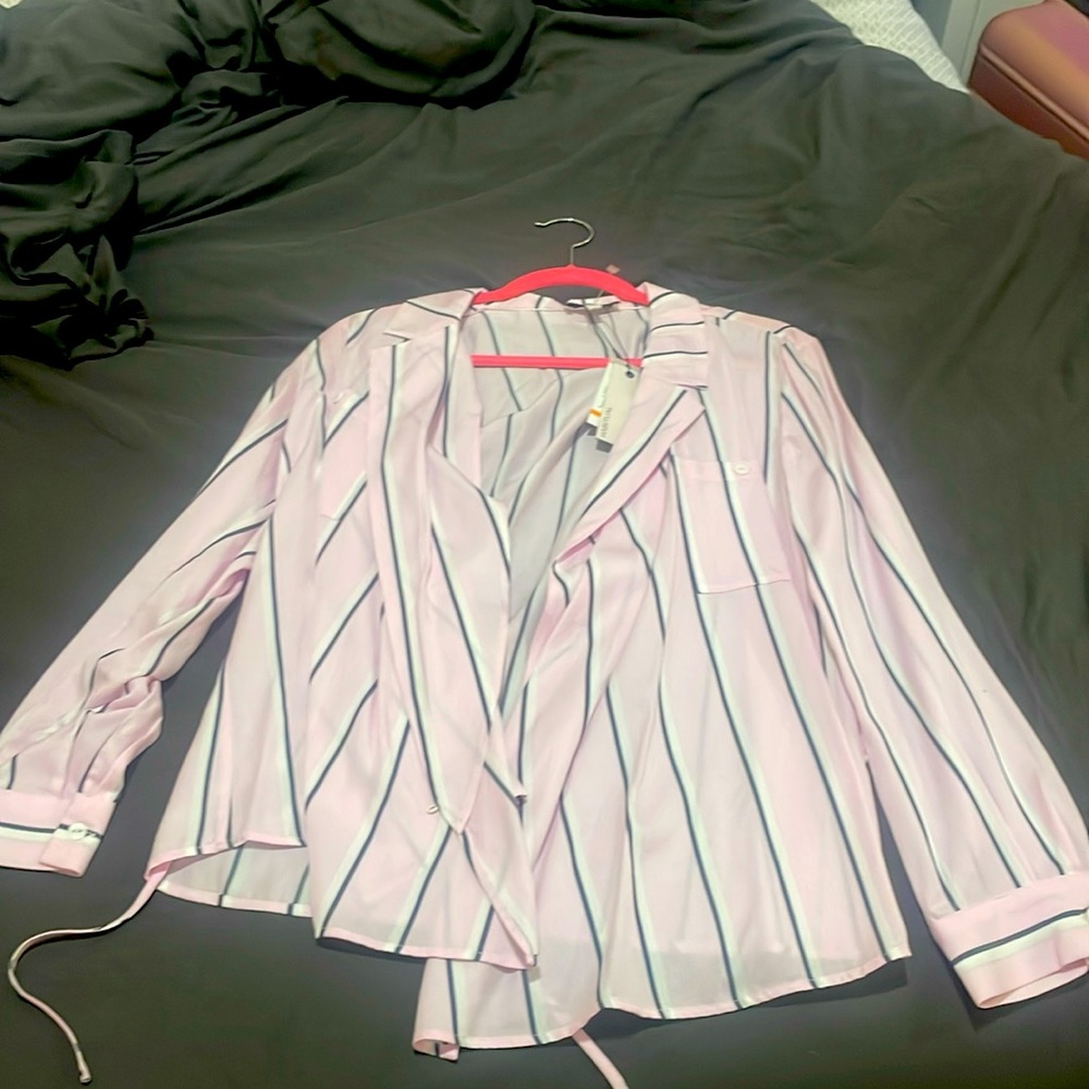 NEW Habitual Amelie Pink Striped Blazer Shirt